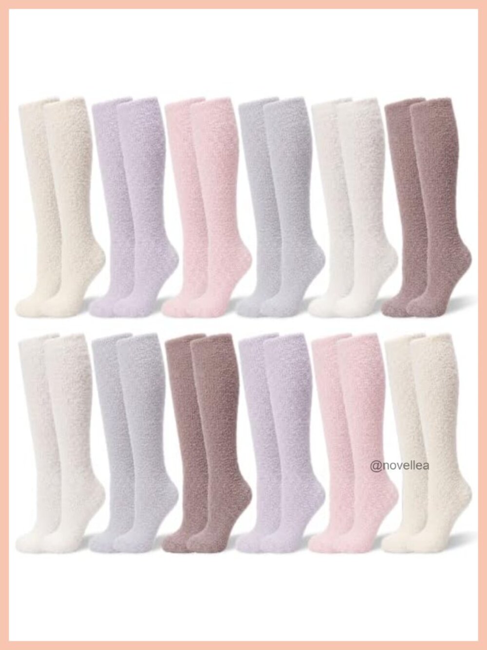 Fuzzy Knee High Socks 12 Pairs Plush Fleece Lined Winter Warm Long